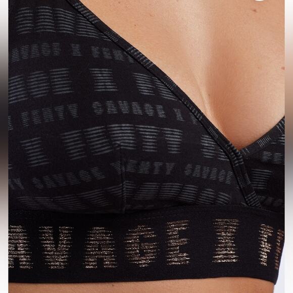 NEW SAVAGE X FENTY Black Grey Metallic Forever Savage Logo Bralette Bra Top XS - Picture 9 of 10